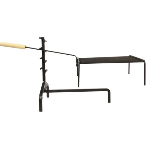 Support de crémaillère avec grille 42 x 39 x 36 cm – Acier noir haute résistance – Manche en bois pour manipulation aisée – PVM
