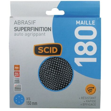 Disque abrasif maille - SCID - diamètre 150 mm - auto-agrippant - Grain 180 - Vendu par 5 (1/2)