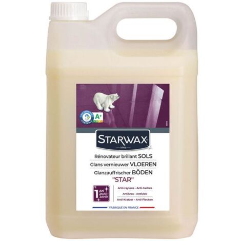 Starwax – Cire ionisée pour sols carrelés 5L – Brillant permanent – Résistance renforcée contre l'usure et les taches – Compatible sols plastiques et parquets vitrifiés - STAR 5 L