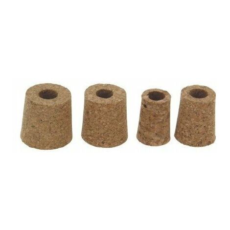 Bouchons coniques assortis percés Ø 13 mm pour vinaigrier – Lot de 4 pièces – Dimensions variées pour conservation optimale – Duhallé (1/4)