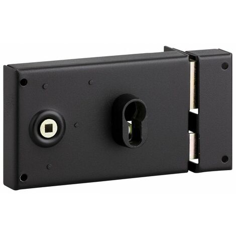 Thirard – Serrure horizontale pour cylindre à fouillot droite – Coffre 140 x 88 mm – Pêne en acier – Mécanisme 2 tours carré 6 mm – Finition époxy noir granite (1/3)