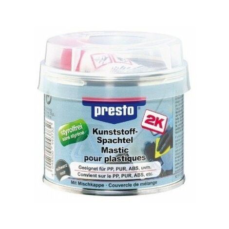 Mastic plastique 2K sans styrène 250g – Pour réparations plastiques – Souplesse et thixotropie – Rebouche petites surfaces – Presto Mastic (1/4)