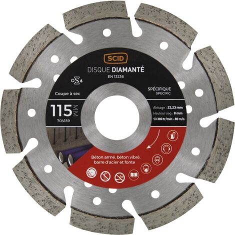 Disque diamant ventilé - SCID - Pour béton et métal - Diamètre 115 mm
