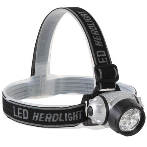 Perel – Lampe frontale 7 LEDs blanches ultralumineuses – 11000 mcd/led – Autonomie 5h – Boîtier ABS étanche – Bandeau réglable