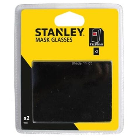 Stanley – Verre teinté pour masque de soudage 75x98 mm – Lot de 2 pièces – Protection contre radiations et lumière vive – Conception ergonomique (1/2)