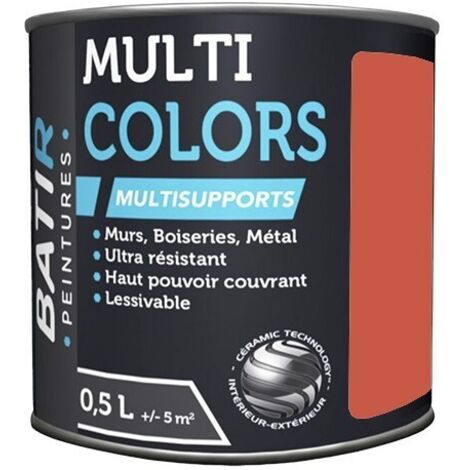 Peinture Batir Multi-supports Satin Soyeux 0,5 L Rouge Coquelicot (1/2)