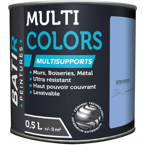Peinture multisupports satin soyeux 0.5l bleu lavande – Pour intérieur et extérieur – Matériaux résistants et durables – Batir Peintures