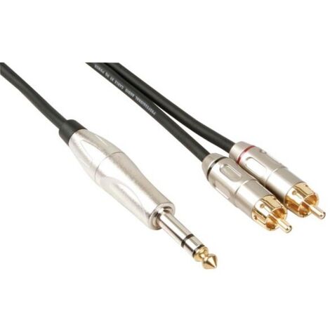 HQ-Power Câble RCA-jack, 2 x RCA mâle, 1 x jack 6.35 mm, stéréo, 6 m, parfait pour la transmission sonore