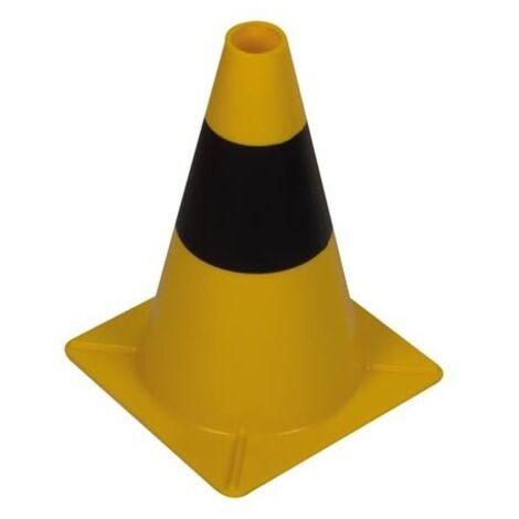 Perel – Cône de signalisation 30 cm – Polyéthylène LDPE – Haute visibilité noir/jaune – Pour délimitation zones sportives et chantiers