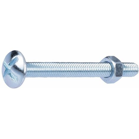 Boulon poêlier 8 x 80 mm – Acier zingué pour fixation profonde – Tête ronde large – Boîte de 25 pièces pour bois et métal – Fix-Pro