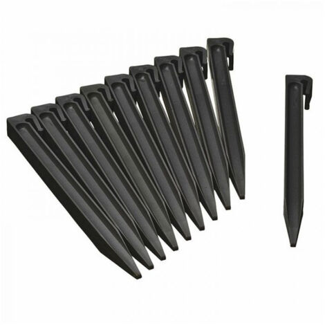 Lot de 10 ancres pour bordure de jardin en polyéthylène recyclé gris – Hauteur 19,5 cm – Fixation par emboîtement ou vissage – Nature (1/9)