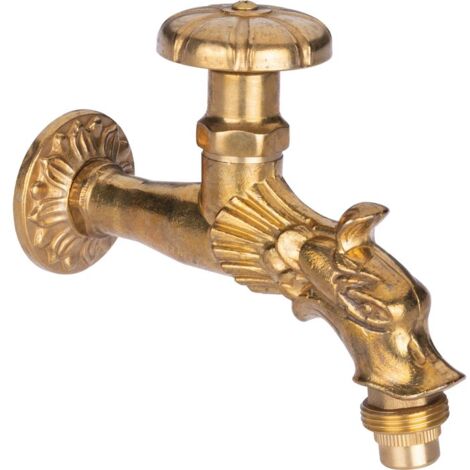 Capvert – Robinet extérieur en laiton poli pour fontaine – Design nostalgique – Installation facile sur systèmes standards – Compatible avec fontaines jardin - M15x21-