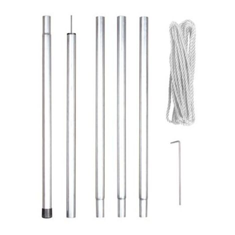 [JAMAIS UTILISE] Velleman – Mât Perel pour voile solaire – Fixation temporaire 250 cm – Système de clic pratique – Contenu : 1 mât, 1 corde de haubanage 4m, 4 piquets