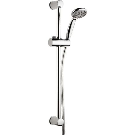 Odyssea – Ensemble de douche 80 cm – Barre de douche chromée – Douchette 1 jet Ø 80 mm – Flexible inox 1,75 m – Fixation murale entraxe 55,5 cm