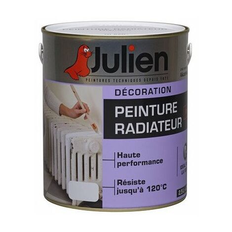 Julien – Peinture pour radiateur 120°C glycero blanc satiné 2.5L – Résistante aux chocs – Application directe sur métal nu (1/2)
