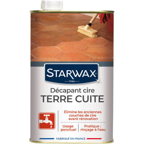 Starwax – Décapant cire tomettes terre cuite 1L – Élimine les couches de cire anciennes – Rince à l'eau – Rendement 30 m² - Cuit1l (1/7)