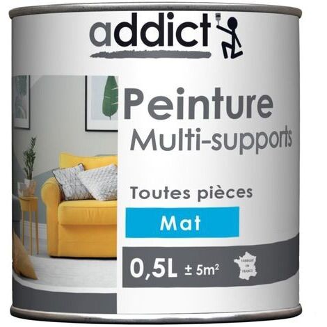 Peinture acrylique multi supports, cendre mat , 0,5 litre.