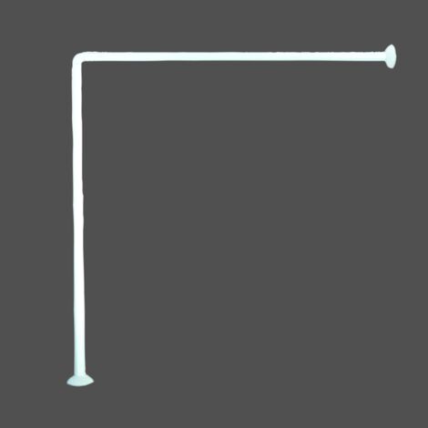 MSV – Barre pour rideau de douche d'angle en aluminium 80x80cm – Montage facile avec vis et chevilles – Ø2,5cm pour rigidité