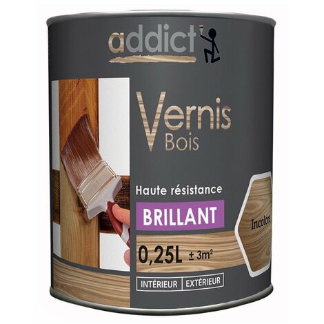 Vernis bois brillant 250ml incolore – Haute résistance pour bois dur et teck – Application facile au rouleau ou pistolet – Addict