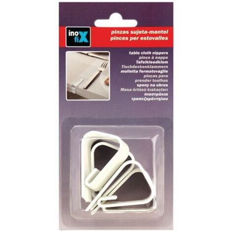 INOFIX - Pince nappe plastique blanc par 4 en blister (1/2)
