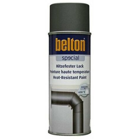 Bombe de peinture aérosol haute température 650°C 400ml noir – Résistante aux rayures et intempéries – Finition mate pour surfaces difficiles – Belton