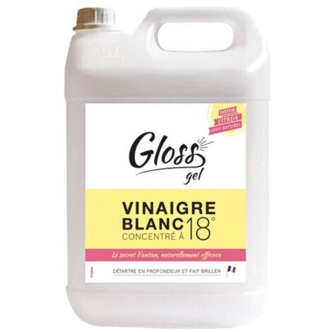 Vinaigre blanc ultra concentré 18° 5 L – Nettoyant détartrant pour vitres et surfaces – Formule 100% naturelle – Prêt à l'emploi