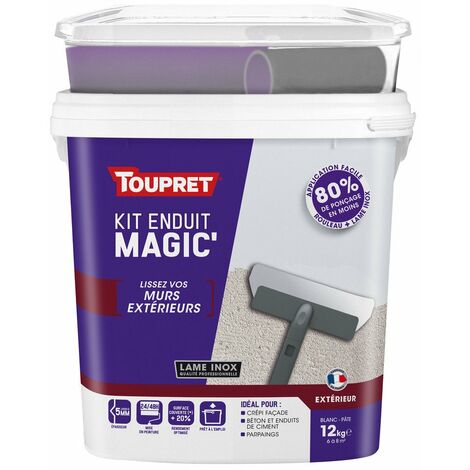 Toupret – Enduit de façade ragréage pâte blanc – 80% de ponçage en moins – Outils pro inclus – Perméable à la vapeur d'eau (1/2)