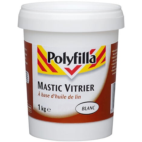 Polyfilla Mastic Vitrier à base d'huile de lin - Fixation des vitres aux  fenêtres - Pâte Blanc 1Kg