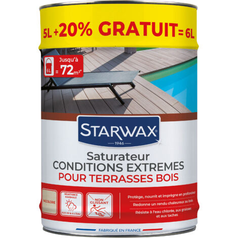 Saturateur bois extérieurs conditions extrêmes 6L Incolore STARWAX