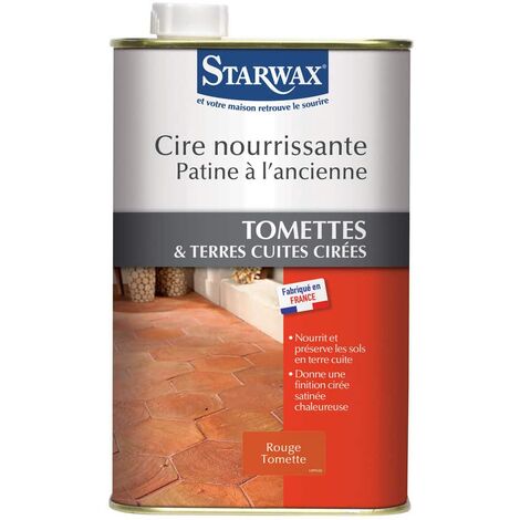 Starwax – Cire pour tomettes en terre cuite rouge 1L – Nourrit et protège – Finition satinée – Barrière contre les taches - Rouge1l (1/5)