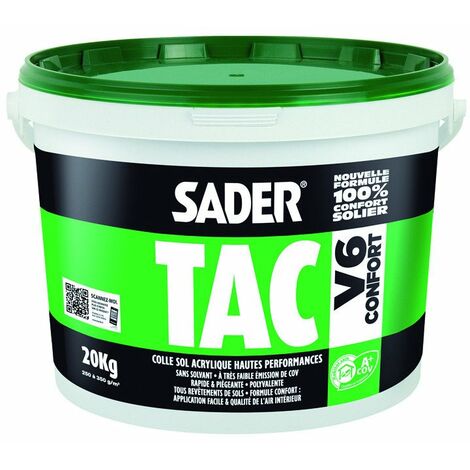 Bostik – Colle acrylique Sader Pro Tac V6 1 kg – Sans solvant – Très faible émission de COV – Réactivable à chaud – Résistante aux sièges à roulettes
