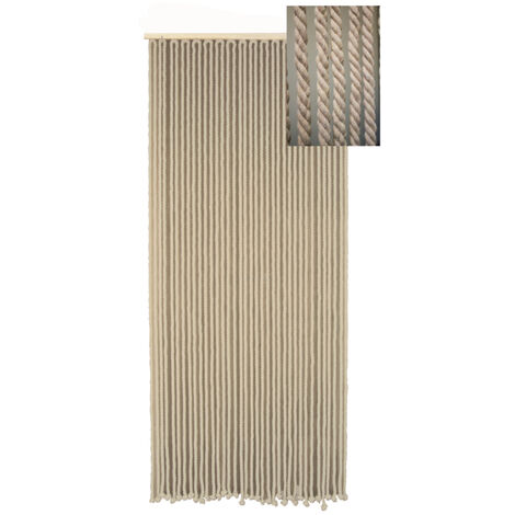 Homemaison – Rideau de porte en corde tressée coton écru 90 x 200 cm – Barrière contre les insectes – Pour intérieur et extérieur – Décoration moderne (1/7)