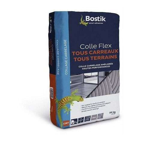 Bostik – Colle en poudre pour tous types de carreaux 25kg – Adaptée pour carreaux de sol jusqu'à 60x60 cm – Intérieur et extérieur - Carreaux25kggris