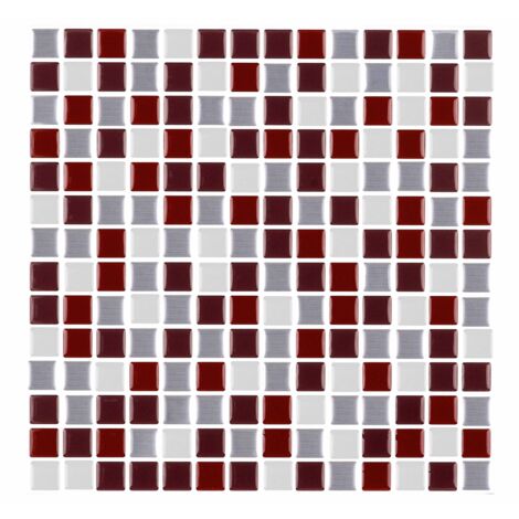 Carrelage adhésif 3D pâte rouge – Panneau décoratif mural 30,5 x 25 cm – Installation sans outils – Pour surfaces lisses (1/2)