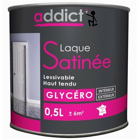 Peinture laquée glycéro satinée 0,5L – Pour boiseries et supports métalliques – Finition décorative et protectrice – Lavable et souple – Addict