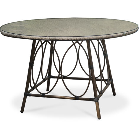 Table de jardin ronde 4 places en aluminium – Résistante aux intempéries – Design moderne pour extérieur – DCB GARDEN (1/6)