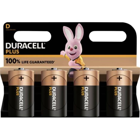 Pile alcaline Duracell Plus-D K4 LR20 1.5V – Lot de 4 – Longue durée pour appareils photo, jouets et lampes de poche