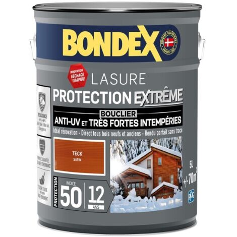 Bondex – Lasure extérieure microporeuse satinée 5l – Protection extrême 12 ans contre UV et intempéries – Fongicide et insecticide