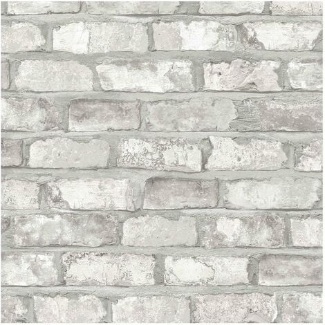 Papier peint Motif Briques Blanches/Grises - DECOR DESIGN