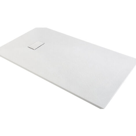 Odyssea – Receveur de douche extra-plat blanc effet pierre 160x90 cm – Antidérapant Classe C – Compatible PMR – Installation flexible