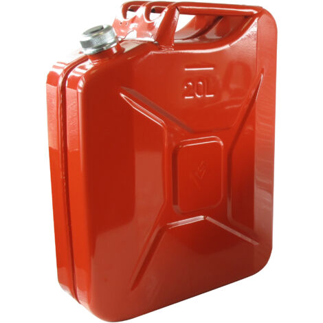 Jerrican Métallique 20 Litres. Peinture Extérieure à La Poudre De Couleur Rouge. Traitement Intérieu
