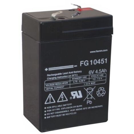 Batterie Tashima Gel/agm 6v, 4,5a Pour Lampe Torche Rechargeable, Alarme. L: 70, L: 48, H: 106mm, + à Gauche. - Batterie à Mettr (1/2)