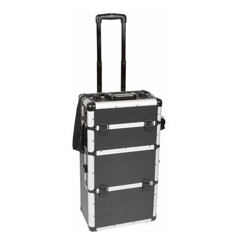 Mallette trolley en aluminium - noir - 370 x 270 x 670 mm