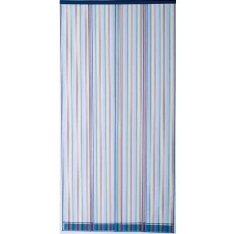 Rideau de porte moustiquaire en polyester 100x220 cm – Design rayures multicolores – Protection contre insectes – Morel (1/4)
