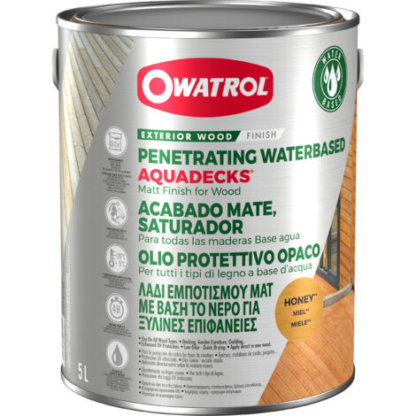 Owatrol – Saturateur bois à l'eau 5L – Protection UV pour bois dur et résineux – Application facile sur terrasses et mobilier extérieur