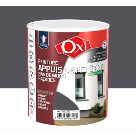 Peinture satinée haute résistance pour appuis de fenêtre – Acrylique microporeuse – Protection anti-UV – 15 ans de garantie – OXI - tre1lgrisanthracite