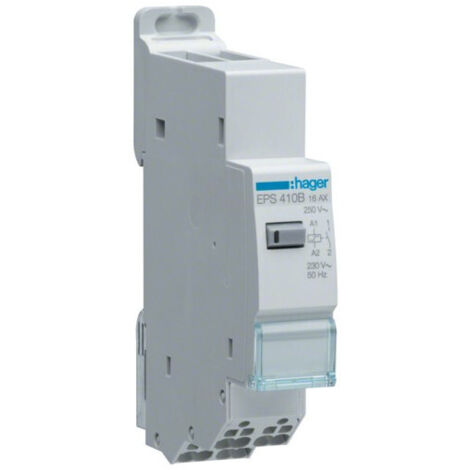 Hager – Télérupteur silencieux 16A 230V – 1 contact NO – Bornes automatiques sans vis – Pour installation en tableau électrique
