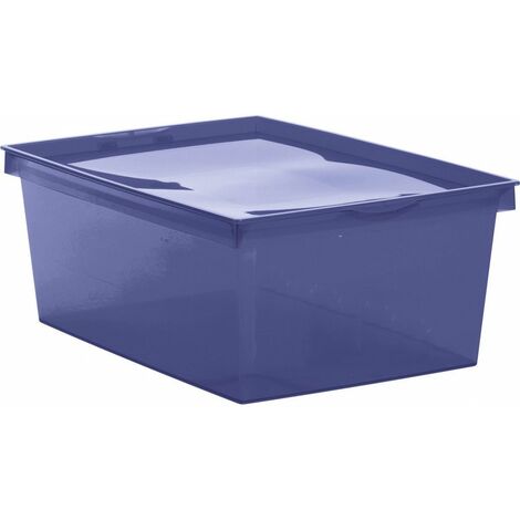 EDA – Boîte de rangement 18L en plastique PP bleu profond – Couvercle sécurisé – Empilable pour maison, bureau ou atelier (1/2)