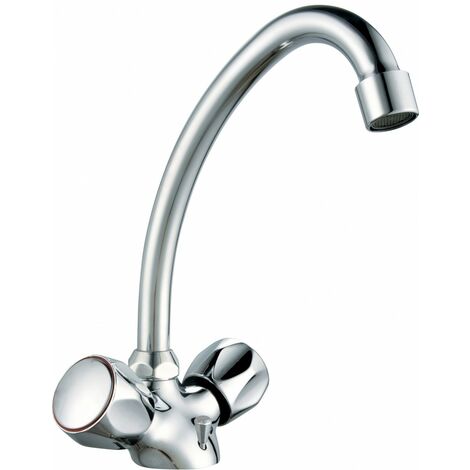 Edouard Rousseau – Mélangeur de lavabo Jasmin – Finition métal – Bec tube mobile – Mécanisme à têtes à clapet – Corps laiton – Garantie 3 ans