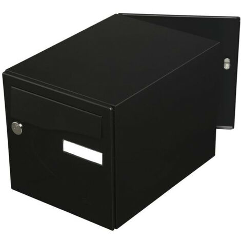 Renz – Boîte aux lettres moderne double accès sécurisé en acier galvanisé noir mat – Installation simple sur mur ou pied – Grande capacité